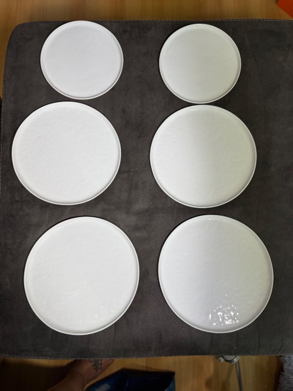 Crate & Barrel White Ceramic Plate & Platter Set 8 Pieces Round & Square Minimal